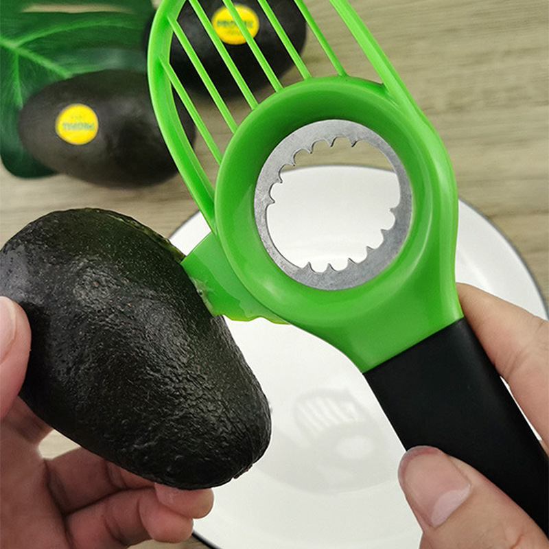 Cuțit avocado trei în unu: eliminare sâmbure și feliere pulpă – oțel inoxidabil, instrument multifuncțional pentru fructe