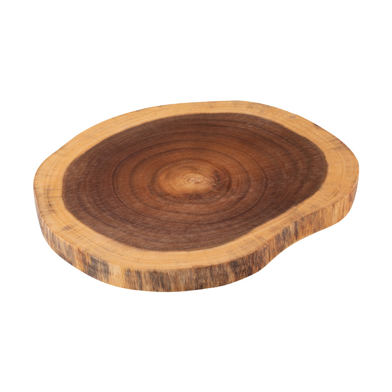 Ξύλινη σανίδα κοπής από Ακακία, ακανόνιστης μορφής, στρογγυλή, διπλής όψεως, κατάλληλη για φρούτα και κρέας