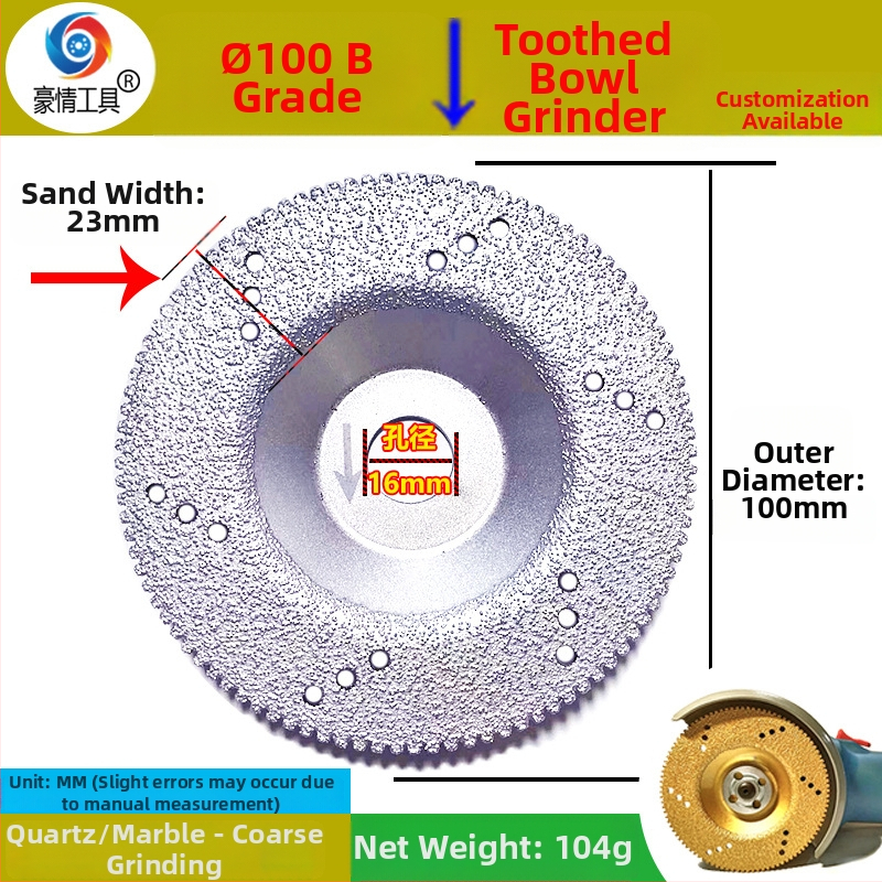 Diamantový disk na uhlovú brúsku – oblý misovitý brazed disk na brúsenie a rezanie mramoru, granitu, obkladačiek, kamenných dosiek a skla – Pride Tools