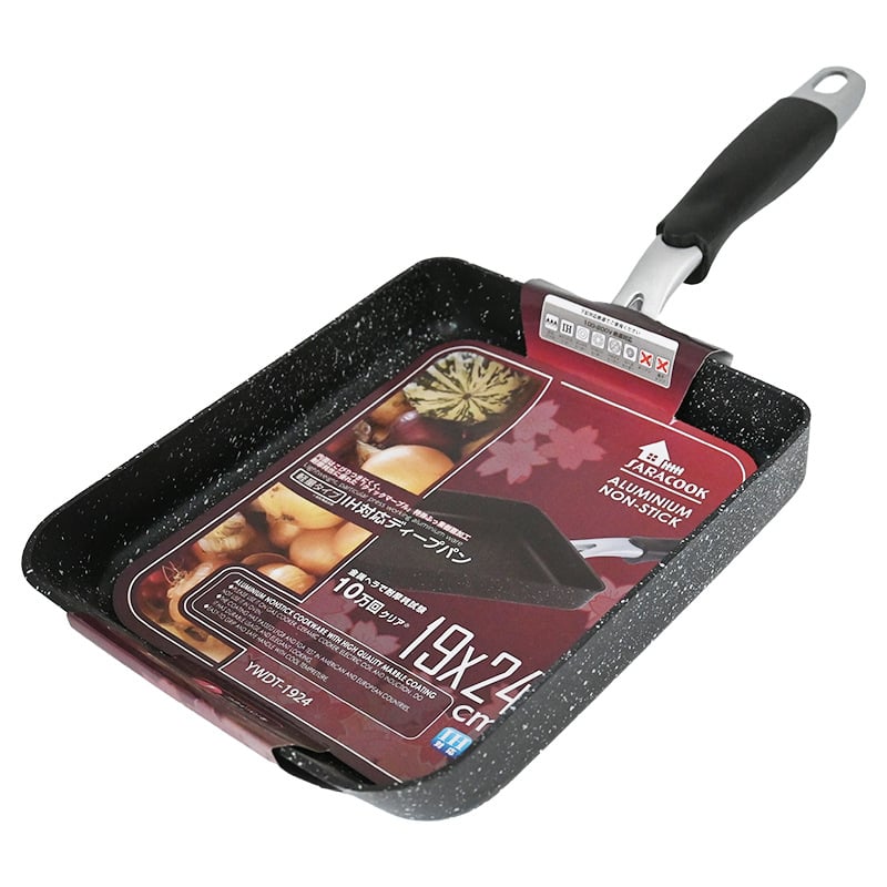 Tigaie Tamagoyaki pentru omletă, interior cu Maifan, antiaderent, corp din aliaj de aluminiu, formă pătrată, adâncime 4 cm
