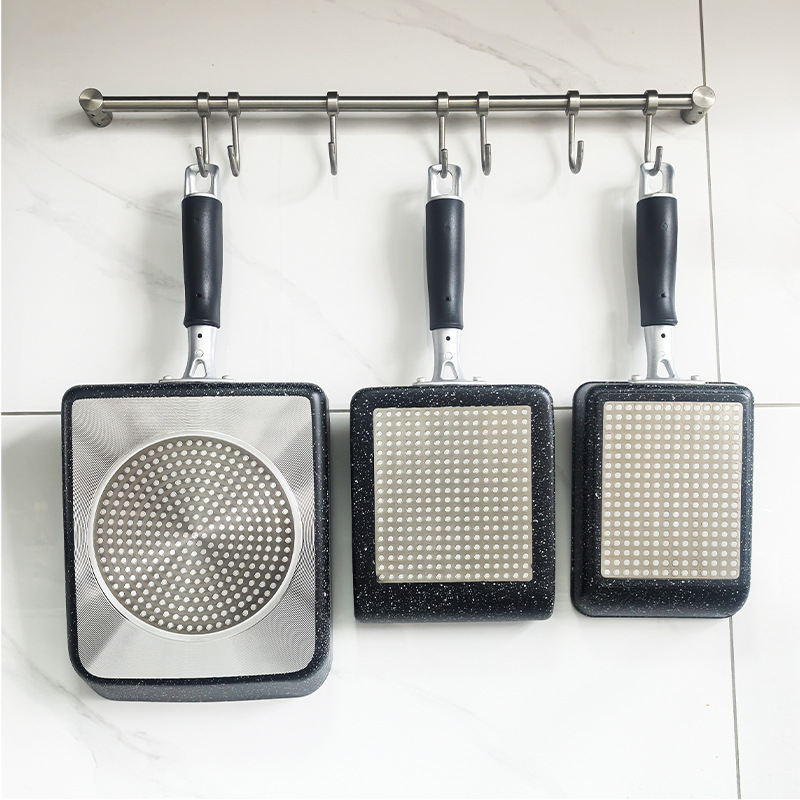 Tigaie Tamagoyaki pentru omletă, interior cu Maifan, antiaderent, corp din aliaj de aluminiu, formă pătrată, adâncime 4 cm