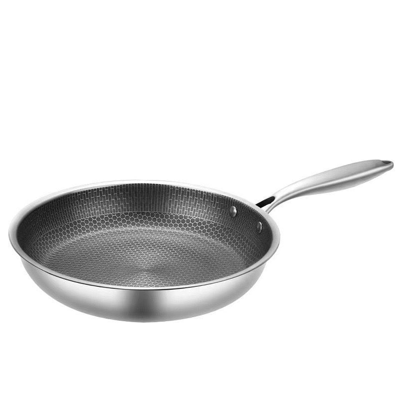 Wok od nehrđajućeg čelika 410 s površinom saća, neprijanjajući premaz, plitko dno, dubina 6 cm