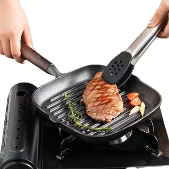 Set lijevanog željeza za prženje steakova — ravno dno, dvostruka drška, neprijanjajuća prevlaka