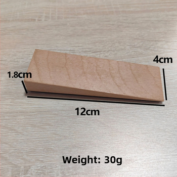 Podlahový doraz na dvere, dlhý trojuholníkový drevený model, materiál plast, povrch drevená textúra, ručné ovládanie