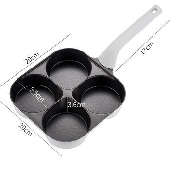 Tiganj za jaja sa četiri rupe – aluminijska legura, neprijanjajuća, dubina 3.5 cm, složeno dno