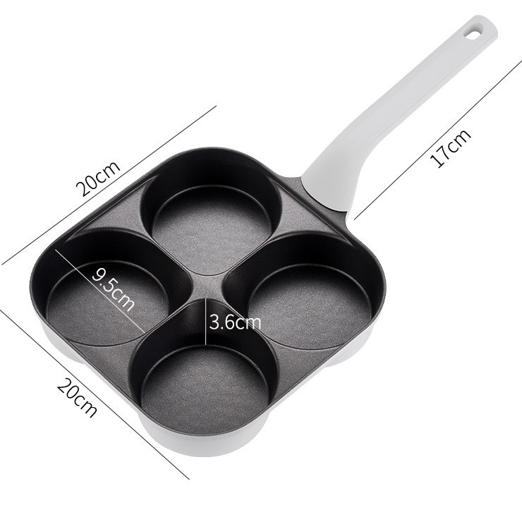 Tiganj za jaja sa četiri rupe – aluminijska legura, neprijanjajuća, dubina 3.5 cm, složeno dno