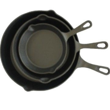 Set od 3 tava od lijevanog željeza, s plosnim dnom, bez premaza, neprijanjajući, model 70-72B