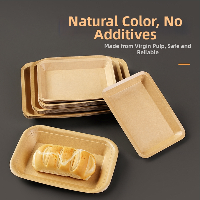 Jednorazový tanier z kraftového papiera, obdĺžnikový tvar, nie je vhodný do mikrovlnky, nebiodegradovateľný, typ riadu – tanier