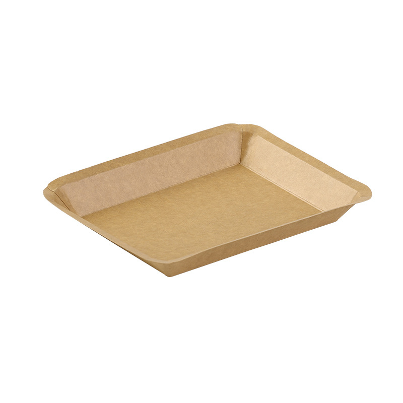 Еднократна тава от крафт хартия, правоъгълна, неподходяща за микровълнова, не биоразградим материал
