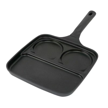Kitchen-Art Tava s tri odjeljka s neprijanjivim slojem za jaja i steak, kompatibilna s indukcijom, višeslojno dno, težina 0,86 kg