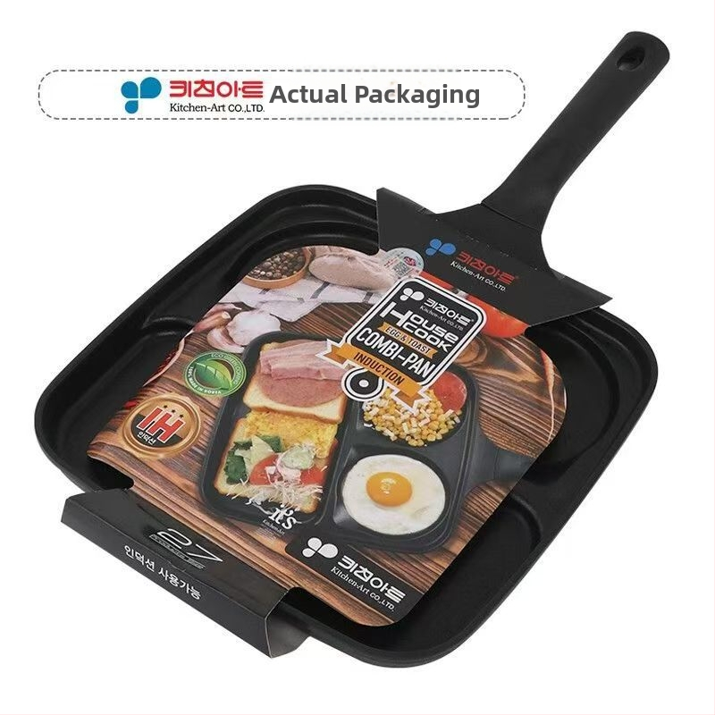 Kitchen-Art Tava s tri odjeljka s neprijanjivim slojem za jaja i steak, kompatibilna s indukcijom, višeslojno dno, težina 0,86 kg