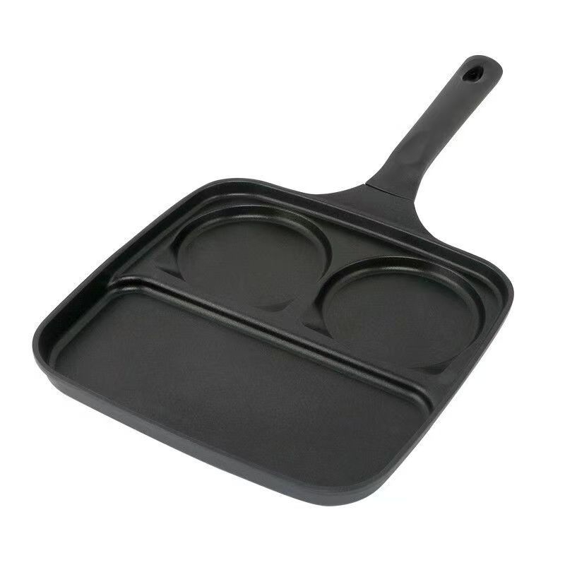Kitchen-Art Tava s tri odjeljka s neprijanjivim slojem za jaja i steak, kompatibilna s indukcijom, višeslojno dno, težina 0,86 kg