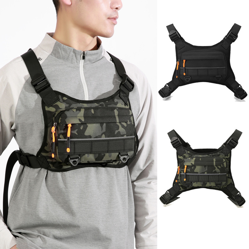 Szabadidős mellény hátizsák férfiaknak - vízálló nylon mellényes táska túrázáshoz, hegymászáshoz, kempingezéshez - légáteresztő, ultra könnyű, kopásálló, görbült vállpánt, poliészter bélés