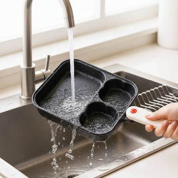 Neprijanjajući tiganj za jaja od aluminijske legure – tri u jedan doručak tiganj, 690 g, dubina 3.6 cm