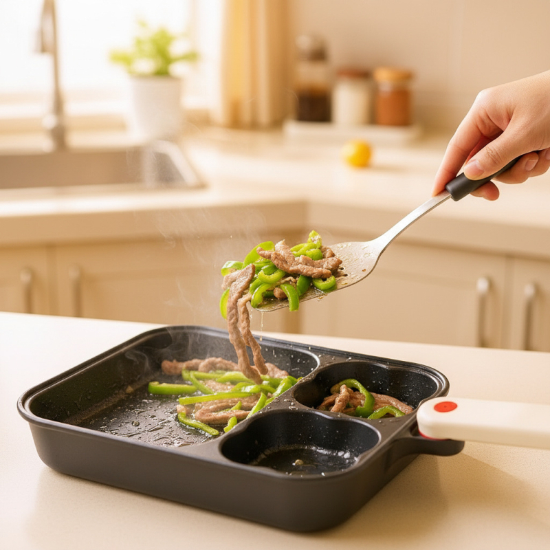 Neprijanjajući tiganj za jaja od aluminijske legure – tri u jedan doručak tiganj, 690 g, dubina 3.6 cm