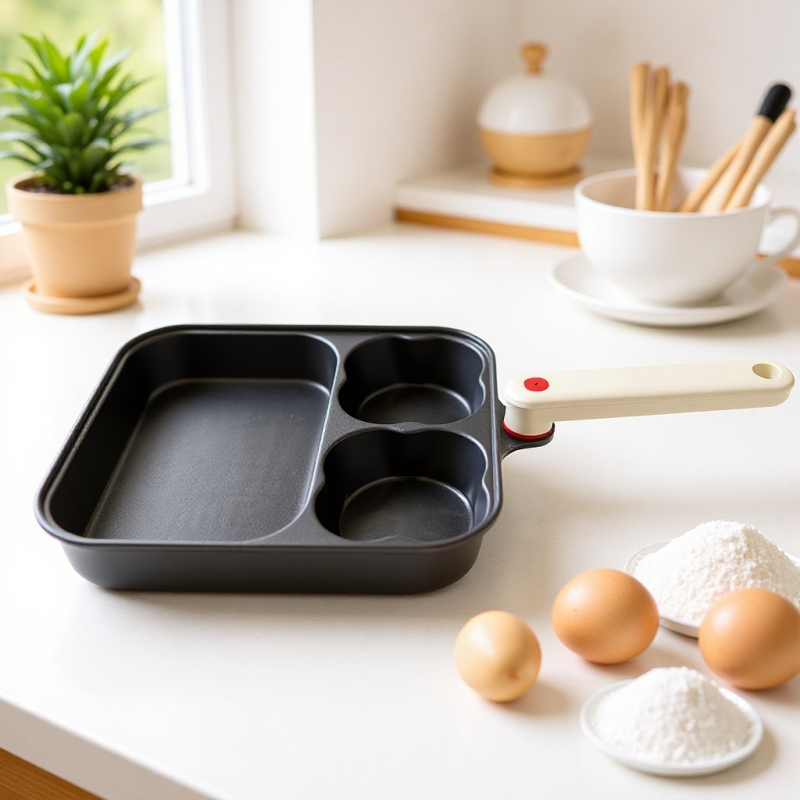 Neprijanjajući tiganj za jaja od aluminijske legure – tri u jedan doručak tiganj, 690 g, dubina 3.6 cm