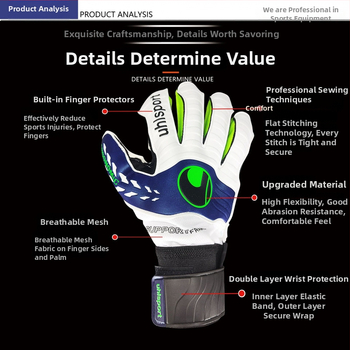 Mănuși de portar pentru fotbal, semi-latex, protecție pentru degete, antialunecare și rezistente la uzură, PU+latex, marca Yousibao, unisex, pentru fotbal