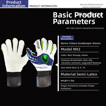 Mănuși de portar pentru fotbal, semi-latex, protecție pentru degete, antialunecare și rezistente la uzură, PU+latex, marca Yousibao, unisex, pentru fotbal