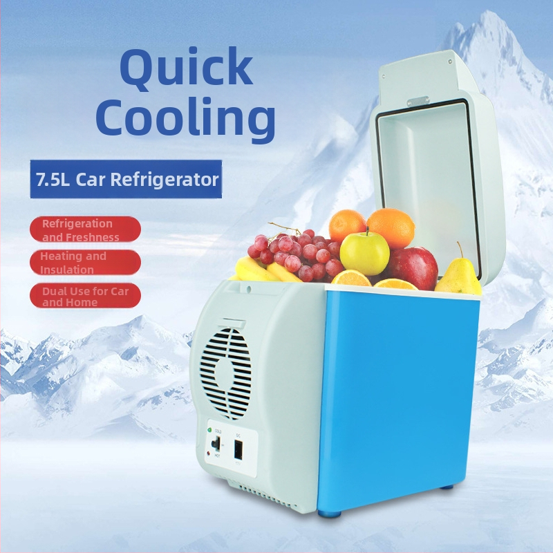 Mini chladička do auta s dvojfunkčnou prevádzkou chladenia a ohrevu, objem 7,5 L, napájanie 12V, 30–48W, chladenie do 3°C, ohrev do 50°C