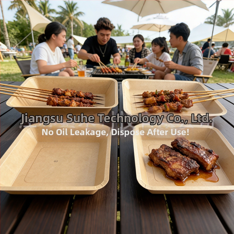 Jednorazová tácka z Kraft papiera – obdĺžniková, mikrovlnná kompatibilná, biologicky rozložiteľná