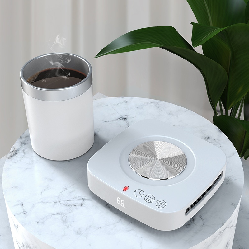 Intelligens poháralátét digitális kijelzővel és hőmérséklet-szabályozással, gyors hűtés és fűtés, ABS ház, 65 mm átmérő, érintéses vezérlés, automatikus kikapcsolás, kábeles tápellátás – Mengyixun