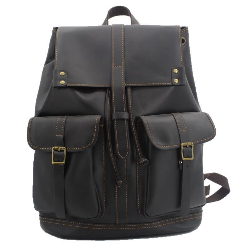 Crazy Horse kožni ruksak – ručna izrada, unisex, vintage euro-američki stil, za 14-inčni laptop, vrhunska goveđa koža, kapacitet ispod 20 L, zakrivljene naramenice