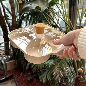 Tigaie pentru ouă cu capac, patru găuri, din aliaj de aluminiu, bază cu trei straturi, antiaderent, compatibilă cu arzătorul pe gaz