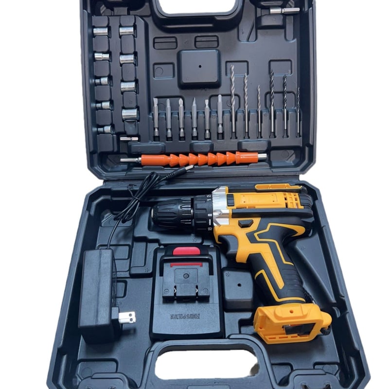 10 мм литиев безжичен пистолетен дрелка, мултискоростен, самозатягащ патронник, напред/назад, комплект: дрелка, ударна дрелка и винтоверт