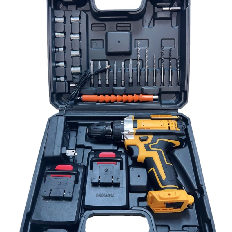 10 мм литиев безжичен пистолетен дрелка, мултискоростен, самозатягащ патронник, напред/назад, комплект: дрелка, ударна дрелка и винтоверт