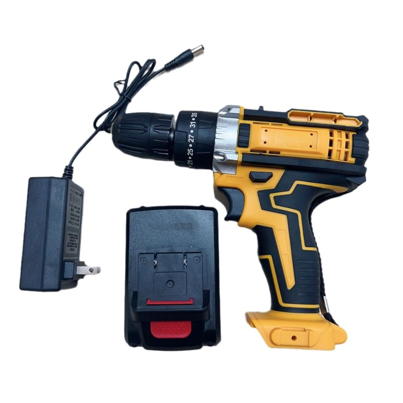10 мм литиев безжичен пистолетен дрелка, мултискоростен, самозатягащ патронник, напред/назад, комплект: дрелка, ударна дрелка и винтоверт