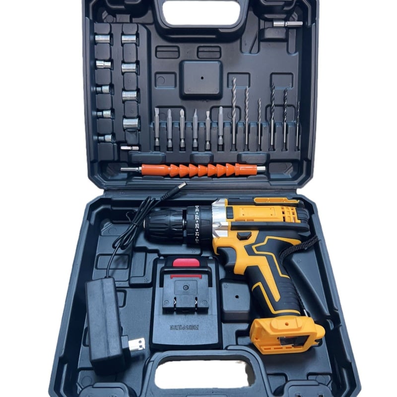 10 мм литиев безжичен пистолетен дрелка, мултискоростен, самозатягащ патронник, напред/назад, комплект: дрелка, ударна дрелка и винтоверт