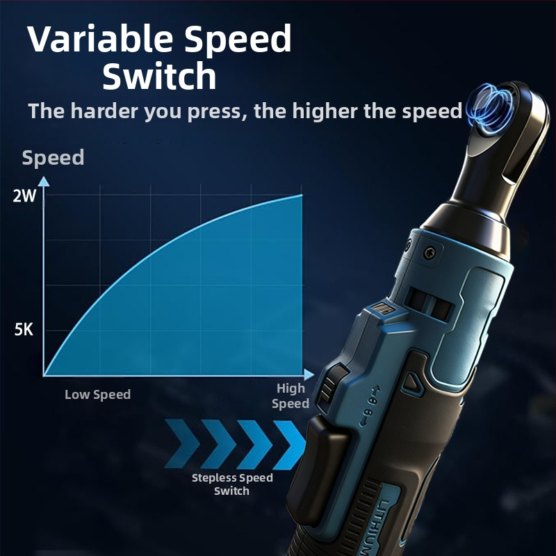 Elektrický ráčňový kľúč, 90° uhol, 21V lítium batéria, krútiaci moment 80 Nm, hmotnosť 0,9 kg