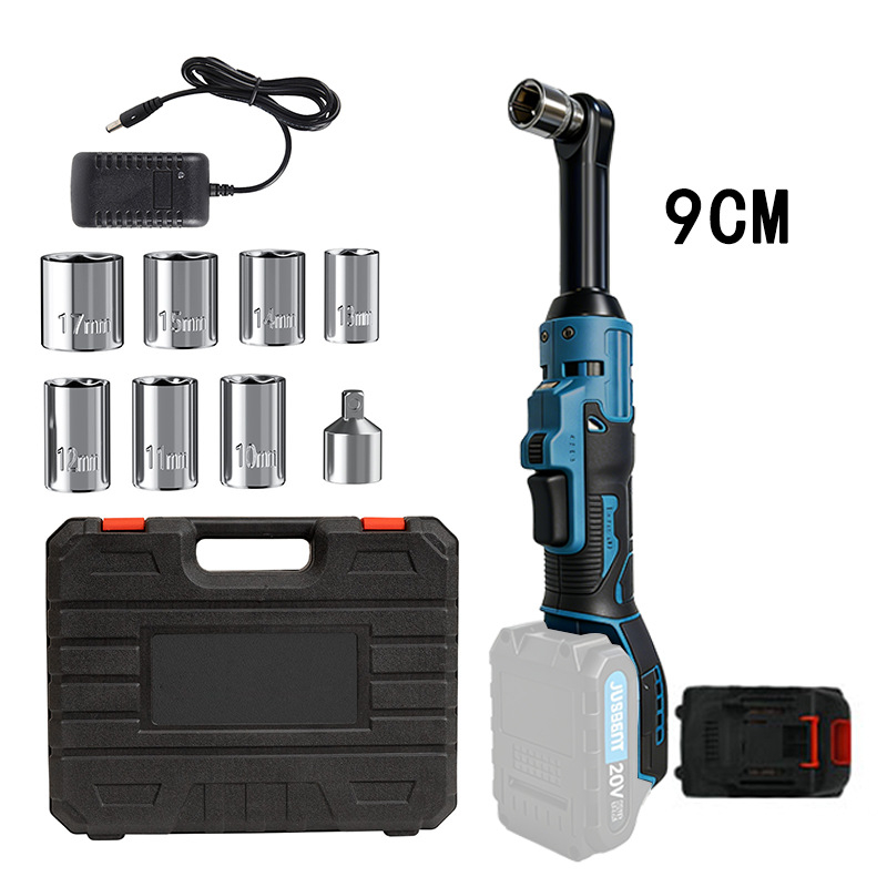 Elektromos racsnis csavarhúzó, 90°-os szög, 21V Li-ion akkumulátor, nyomaték 80 Nm, súly 0,9 kg