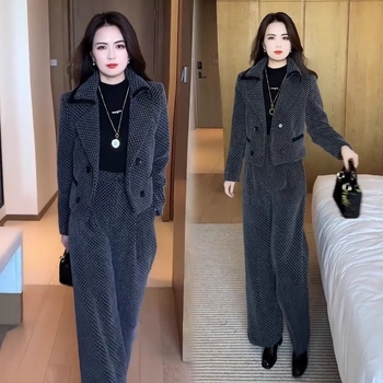 Női két darabos kosztüm szett – hosszú ujjú felső és kényelmes nadrág, nyomtatás és festés, tavasz 2025