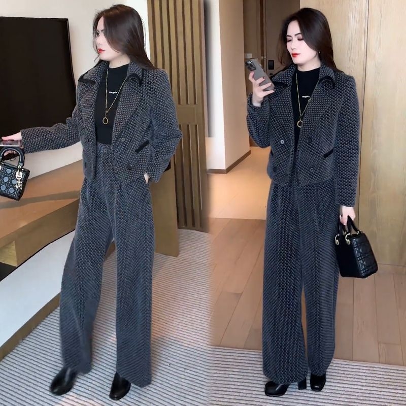 Női két darabos kosztüm szett – hosszú ujjú felső és kényelmes nadrág, nyomtatás és festés, tavasz 2025