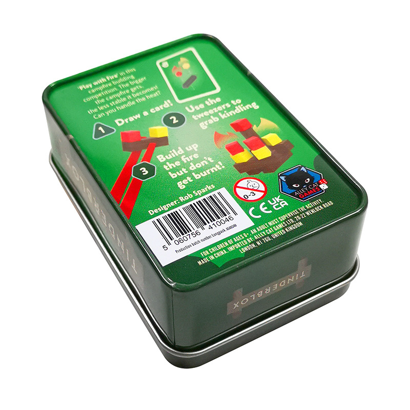 Cutie metalică personalizabilă pentru cărți de tarot, cu pandantiv mini desen animat — cutie pătrată de depozitare, imprimare CMYK, personalizabilă