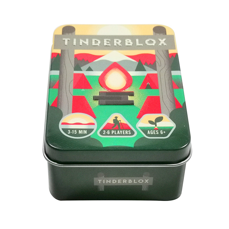 Cutie metalică personalizabilă pentru cărți de tarot, cu pandantiv mini desen animat — cutie pătrată de depozitare, imprimare CMYK, personalizabilă