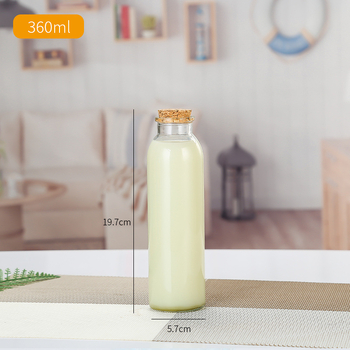 Γυάλινο μπουκάλι τσαγιού με φελλό, στρογγύλος σχεδιασμός, γυαλί υψηλής λευκότητας; προσαρμοσμένο λογότυπο; ματ φινίρισμα.