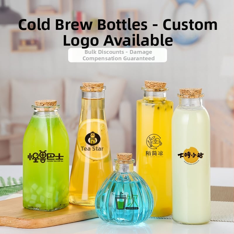 Γυάλινο μπουκάλι τσαγιού με φελλό, στρογγύλος σχεδιασμός, γυαλί υψηλής λευκότητας; προσαρμοσμένο λογότυπο; ματ φινίρισμα.