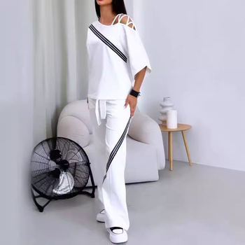 Animei ženski dvodijelni casual sportski set — pamuk-poliester smjesa, Raglan rukav 3/4, Poliester 30–50% i Pamuk <30%, Jesen 2024