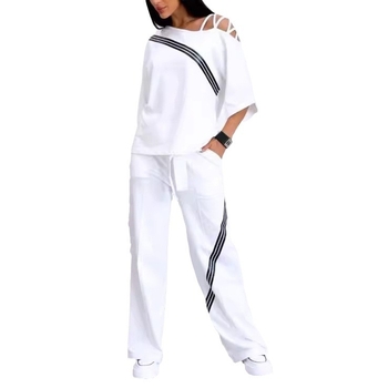 Animei ženski dvodijelni casual sportski set — pamuk-poliester smjesa, Raglan rukav 3/4, Poliester 30–50% i Pamuk <30%, Jesen 2024