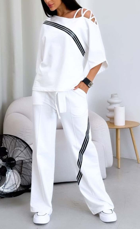Animei ženski dvodijelni casual sportski set — pamuk-poliester smjesa, Raglan rukav 3/4, Poliester 30–50% i Pamuk <30%, Jesen 2024