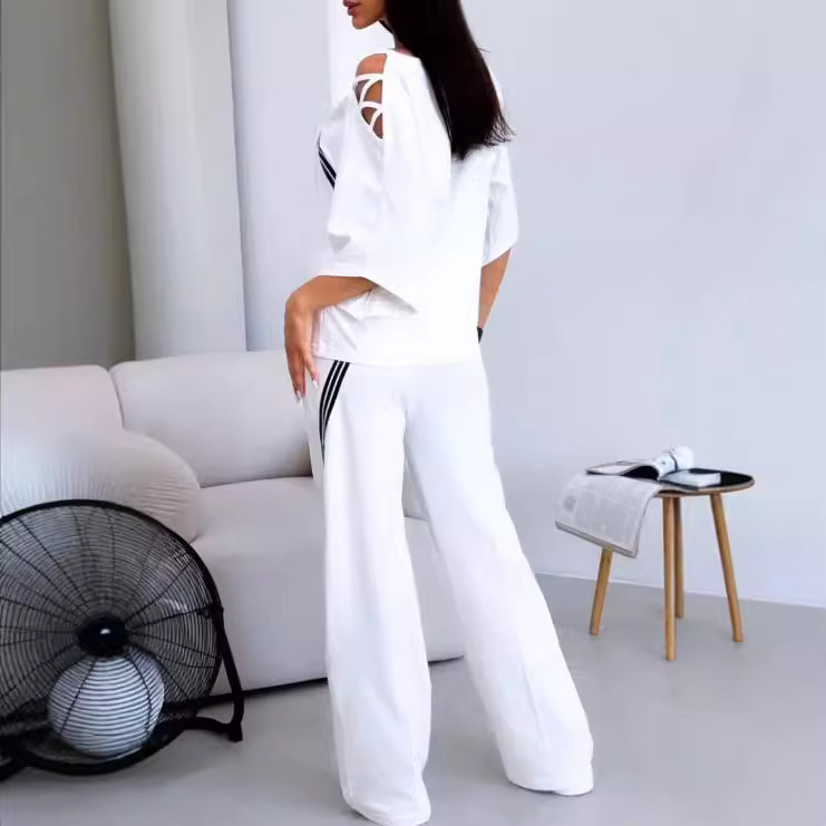 Animei ženski dvodijelni casual sportski set — pamuk-poliester smjesa, Raglan rukav 3/4, Poliester 30–50% i Pamuk <30%, Jesen 2024
