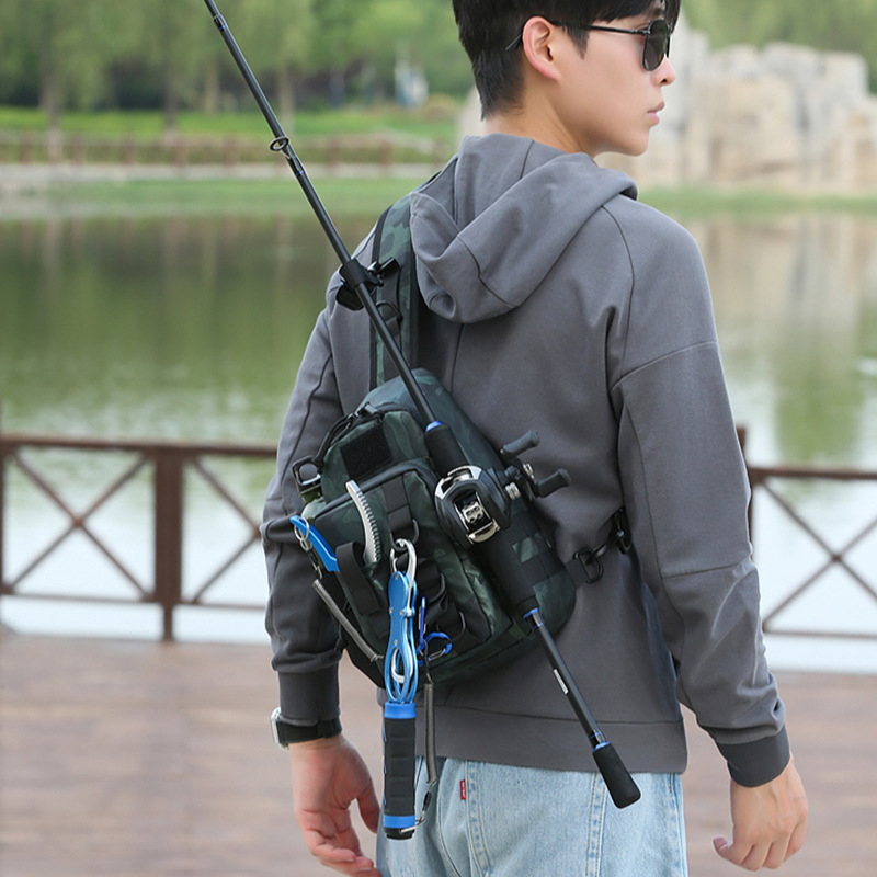 Vanjska pojas torba za skladištenje mamaca i alata za mamce, crossbody stil, unisex, poliester (Materijal: Poliester; Primjenjivi sportovi: Penjanje, Planinarenje, Kampiranje, Vožnja bicikla; Funkcija: Skladištenje)