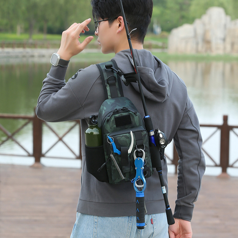 Vanjska pojas torba za skladištenje mamaca i alata za mamce, crossbody stil, unisex, poliester (Materijal: Poliester; Primjenjivi sportovi: Penjanje, Planinarenje, Kampiranje, Vožnja bicikla; Funkcija: Skladištenje)