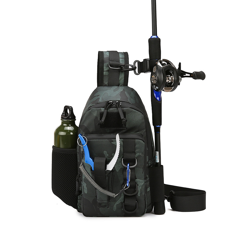 Vanjska pojas torba za skladištenje mamaca i alata za mamce, crossbody stil, unisex, poliester (Materijal: Poliester; Primjenjivi sportovi: Penjanje, Planinarenje, Kampiranje, Vožnja bicikla; Funkcija: Skladištenje)