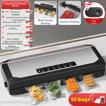 Plne automatický domáci vákuový baliaci stroj pre potraviny – ABS plášť, 150W, 220V, model SKJ, vákuová funkcia, napájanie zo zásuvky