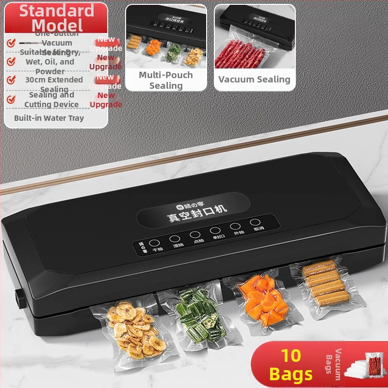 Plne automatický domáci vákuový baliaci stroj pre potraviny – ABS plášť, 150W, 220V, model SKJ, vákuová funkcia, napájanie zo zásuvky