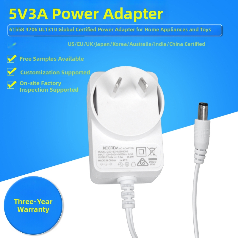 Napájací adaptér KEERDA, model 71, 5V 3A, Austrálsky štandard SAA61558, Pôvodný, OEM dostupný, pre mobilné telefóny