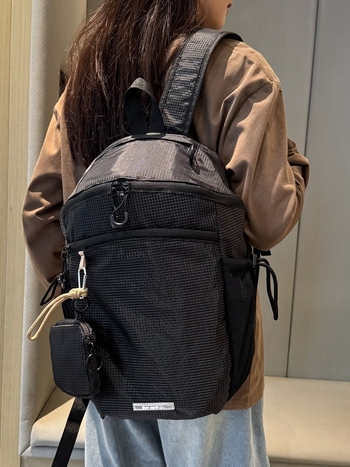 Mala meka konusna torba, korejskog stila, mrežasti uzorak, vodootporna, Oxford platno, kapacitet ispod 20 L, zakrivljeni naramenice, unisex ruksak